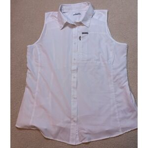 Columbia Performance Sleeveless Shirt White Women's XL Pocket Cooling Summer